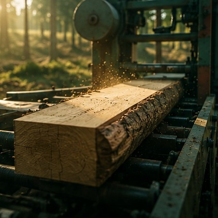 Kokmateriāla zāģēšana mežizstrādes iekārtā